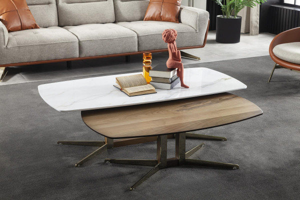 Juego de mesas bajas 2x mesas móviles de lujo para la sala, mesa de madera 2 piezas.