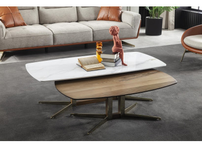 Juego de mesas bajas 2x mesas móviles de lujo para la sala, mesa de madera 2 piezas.