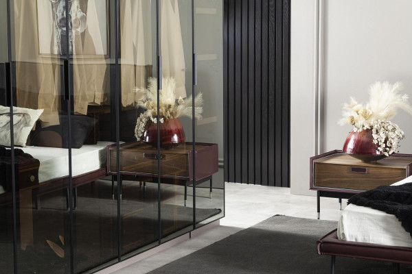 Mesita de noche marrón lujosa para dormitorio, muebles de loft, consola moderna