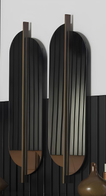 Espejo de pared de lujo en estilo moderno con marco marrón 104x31cm