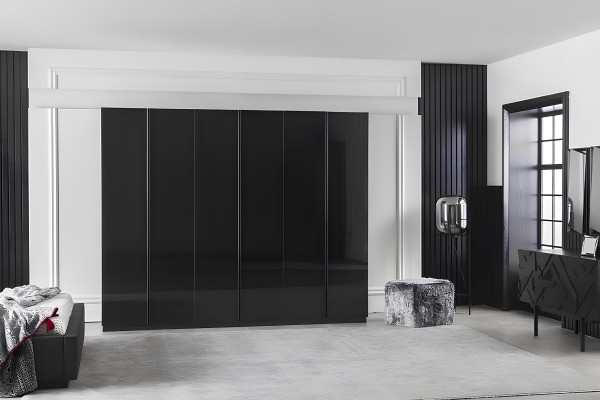 Conjunto de muebles para dormitorio de 4 piezas en negro, juego lujoso con nuevo espacio de almacenamiento