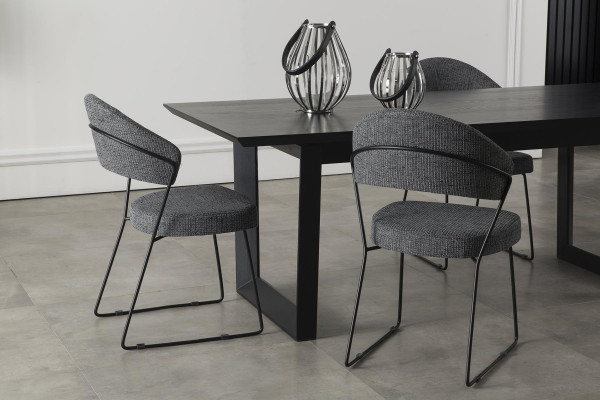 Sillón de cuero acolchado gris lujoso para la cocina