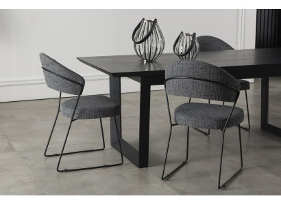 Sillón de cuero acolchado gris lujoso para la cocina