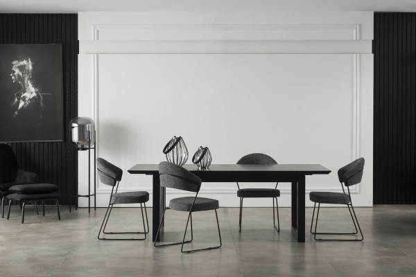 Sillón de cuero acolchado gris lujoso para la cocina