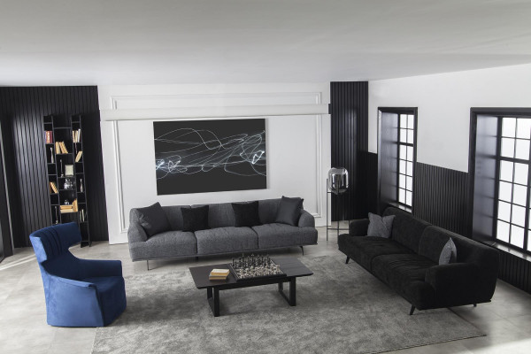 Juego de sofá 3+1 en materiales suaves y lujosos