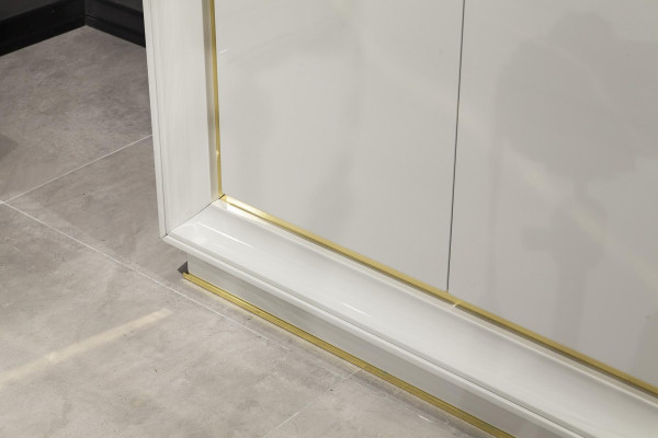 Muebles de dormitorio cama mesitas de noche blancas doradas juego de cama 4 piezas