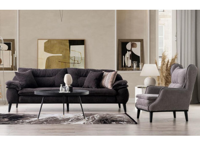 Conjunto de sofás y sillones 3+1 gris paisaje salón