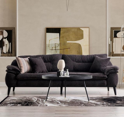 Sofá elegante y cómodo de 3 plazas en púrpura profundo para salones elegantes