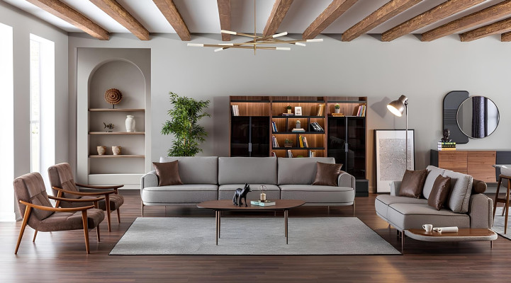 Juego de sofá de tela gris sofá 32 plazas mesa muebles