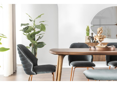 Juego de mesa de comedor de 8 piezas con sillas de madera marrón