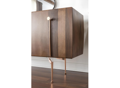 Armario móvil con espejo en madera marrón, juego de 2 piezas