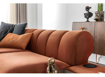 Sofá 321 tres plazas Tejido Tonal Azul-Naranja Sillón