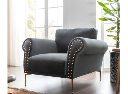 Sillón con orejas, silla de cóctel, diseño moderno, azul, tela