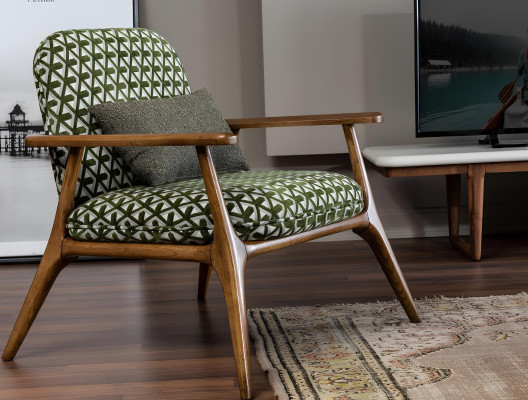 Sillón moderno con orejas silla de cóctel gris tela verde