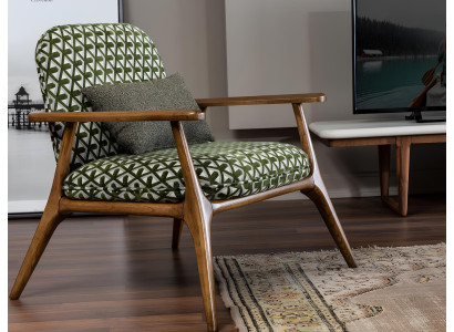 Sillón moderno con orejas silla de cóctel gris tela verde