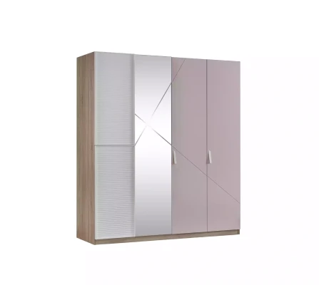 Armario rosa para niños con espejo y 4 puertas