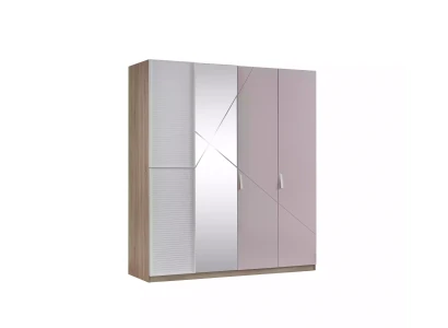 Armario rosa para niños con espejo y 4 puertas