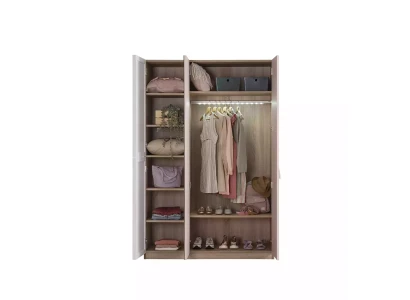 Moderno armario infantil con tres puertas, mueble de madera con espejo