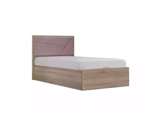 Cama infantil moderna rosa de madera con espacio de almacenamiento