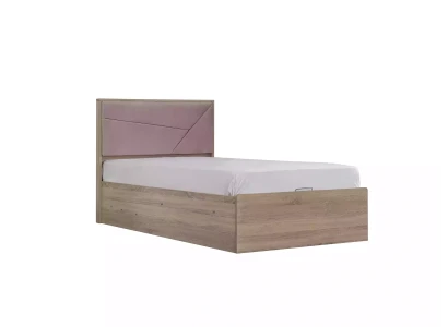 Cama infantil moderna rosa de madera con espacio de almacenamiento