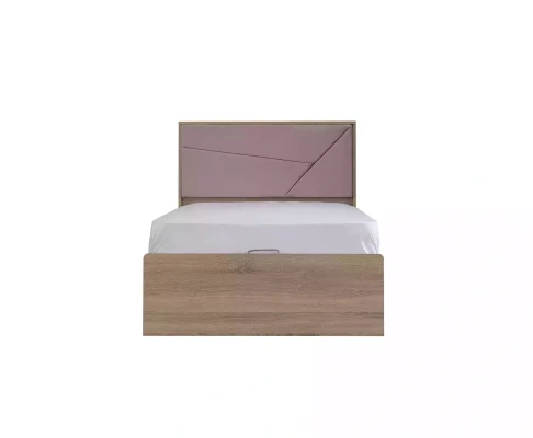 Cama infantil moderna rosa de madera con espacio de almacenamiento
