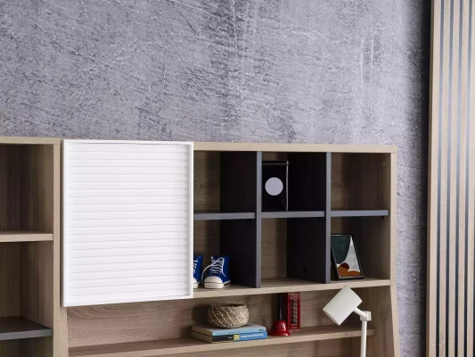 Juego de muebles para niños cama habitación infantil gris 8 piezas