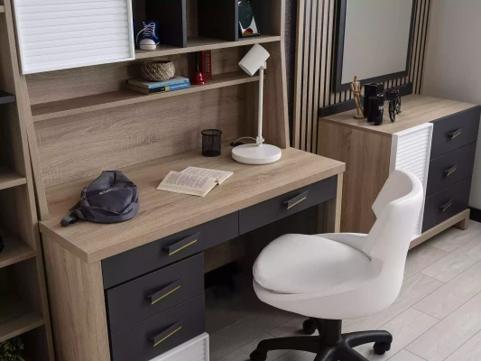 Juego de muebles para niños cama habitación infantil madera gris 8 piezas
