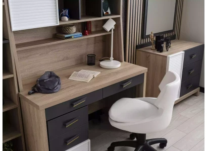Juego de muebles para niños cama habitación infantil madera gris 8 piezas