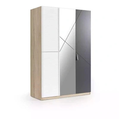 Armario con 3 puertas de madera gris con espejo para habitación infantil