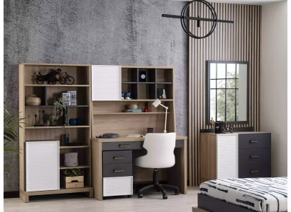 Cómoda de madera gris para niños