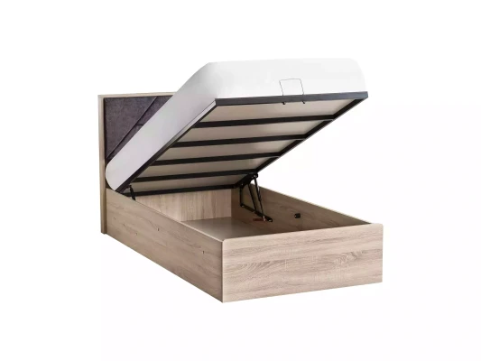Cama de almacenamiento Barnes, construcción de madera, gris, camas para habitación infantil