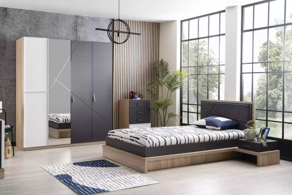 Muebles de habitación infantil Cama para niños juego de 4 piezas gris