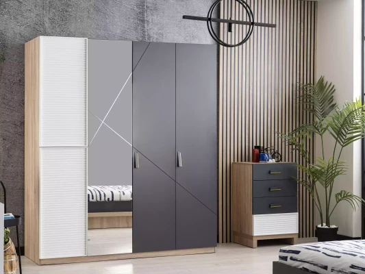 Muebles de habitación infantil Cama para niños juego de 4 piezas gris