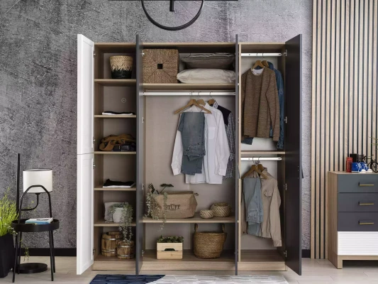 Muebles de habitación infantil Cama para niños juego de 4 piezas gris
