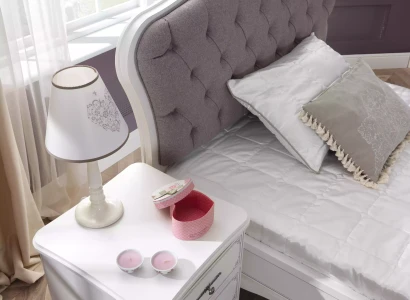 Cama infantil Chesterfield de 100 cm set de 5 piezas en tela gris