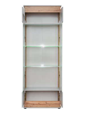 Moderna pared de madera gris marrón con soporte para TV 2x vitrinas diseño de lujo