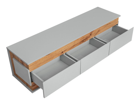 Mueble de TV gris de diseño en madera para salón 4 piezas