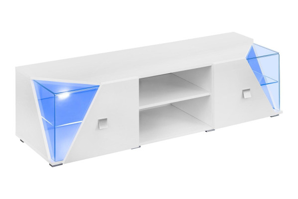 Conjunto de sala de estar blanco de lujo con pared moderna 2x vitrina y soporte para TV 3 piezas