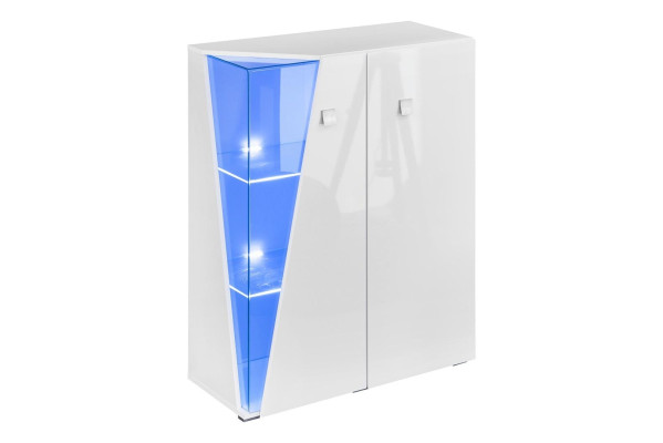 Mueble de televisión moderno blanco con vitrina