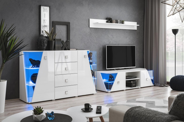 Conjunto de muebles para la sala con estantería de TV de lujo y cómoda