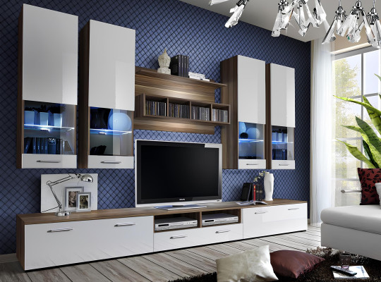 Mueble de salón móvil soporte de TV bajo armario de pared madera lujo muebles
