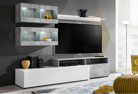 Moderna pared de salón gris lujo armario salón soporte TV muebles