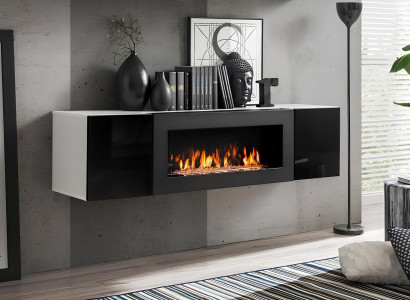 Armario de diseño para salón con chimenea muebles de madera moderna