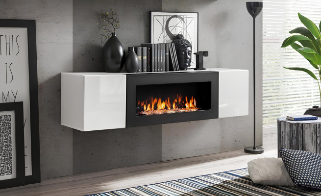 Armario de lujo empotrado con chimenea muebles de salón armario colgante diseño decoración