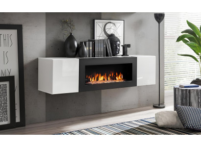 Armario de lujo empotrado con chimenea muebles de salón armario colgante diseño decoración