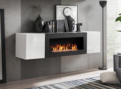 Armario de lujo empotrado con chimenea muebles de salón armario colgante diseño decoración