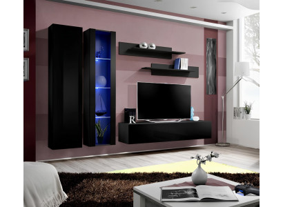 Juego de muebles para sala de estar de 5 piezas. Mueble de pared de diseño moderno soporte para TV estanterías