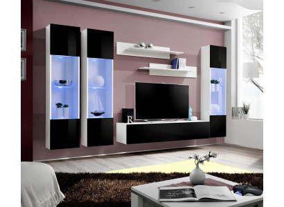 Moderna pared de salón soporte de TV armario set 6 pz estantes muebles de salón