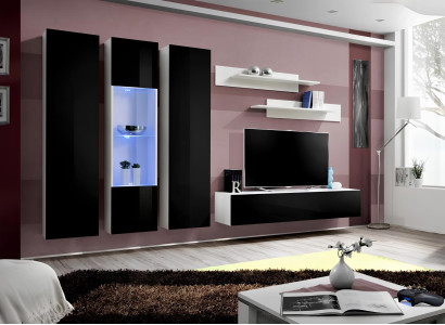 Juego de pared de diseño estante salón madera vitrina suspendida mueble