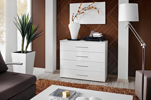 Moderna cómoda móvil para la sala, blanca, mueble nuevo